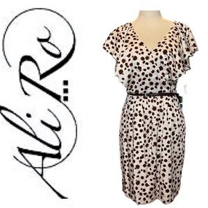Ali Ro Size NWT 12 Silk Dress Ivory with Brown Dots
